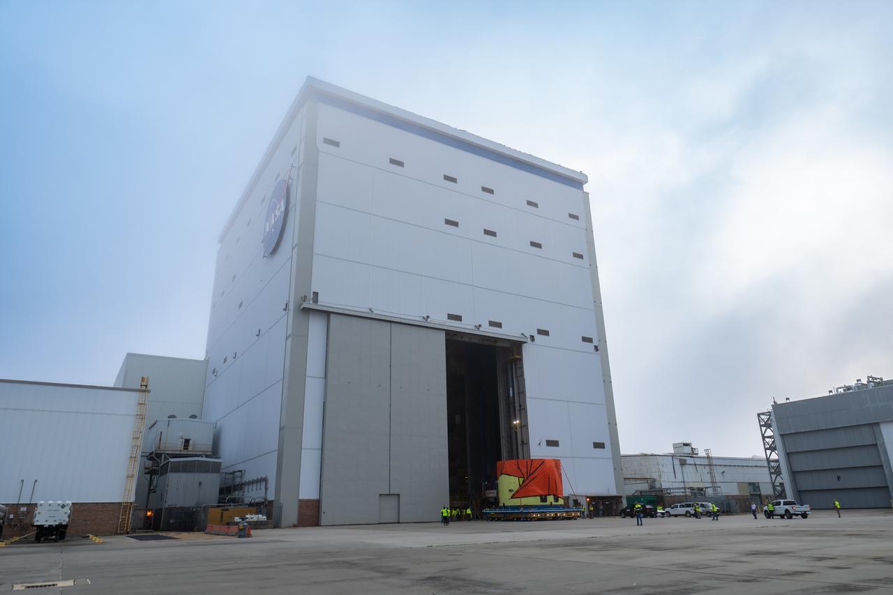 Teams at NASA’s Michoud Assembly Facility in New Orleans move the engine section flight hardware to the agency’s Pegasus barge Sunday, Dec. 4. The barge will ferry the engine section of NASA’s Space Launch System (SLS) rocket for Artemis III to the agency’s Kennedy Space Center in Florida. Once there, teams at Kennedy will finish outfitting the engine section, which comprises the tail-end of the rocket’s 212-foot-tall core stage, before integrating it to the rest of the stage. Beginning with production for Artemis III, NASA and core stage lead contractor Boeing will use Michoud, where the SLS core stages are currently manufactured, to produce and outfit the core stage’s five elements, and available space at Kennedy for final assembly and integration.